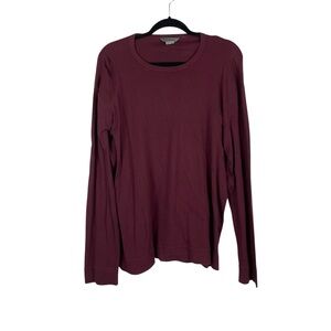 John Varvatos 100% Cotton Long Sleeve Crewneck Tee Burgundy XL